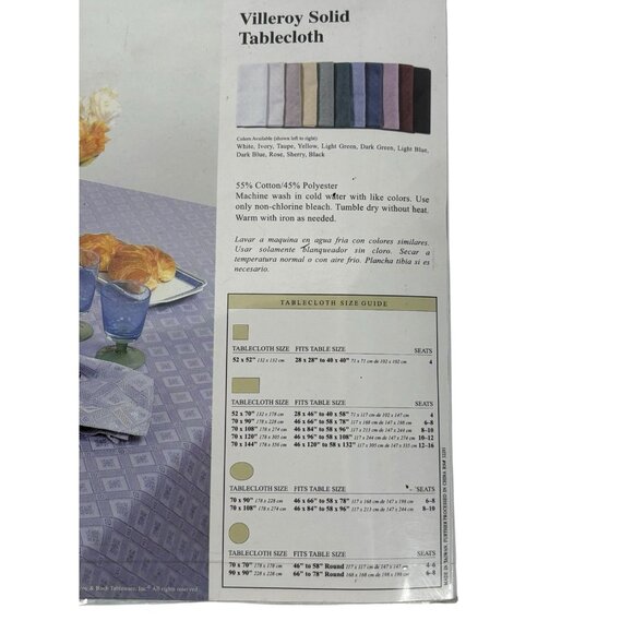 New Villeroy & Boch Solid Tablecloth Light Blue 70" Round Cotton Poly Blend - Picture 4 of 4